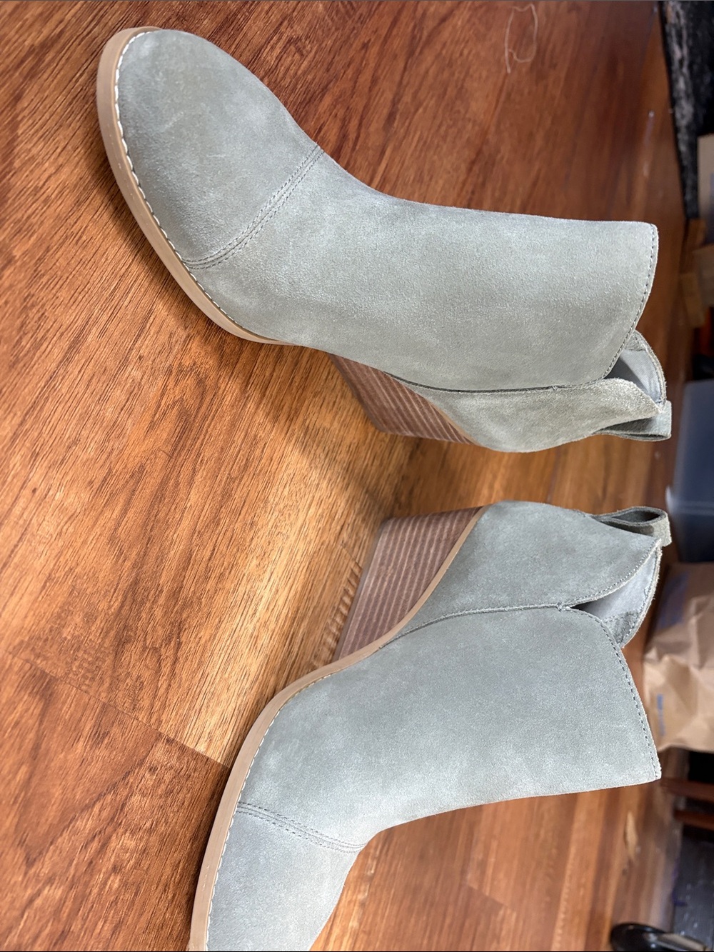 Toms Suede Ankle Booties in Sage Gray - Picture 7 of 7